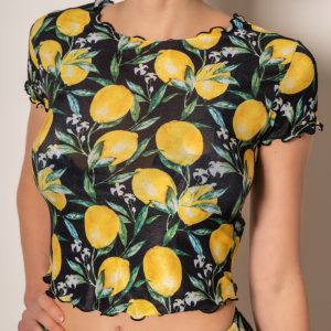 Black Lemon Crop T-Shirt